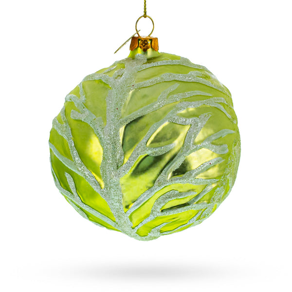 Handcrafted Green Cabbage Glass Christmas Ornament