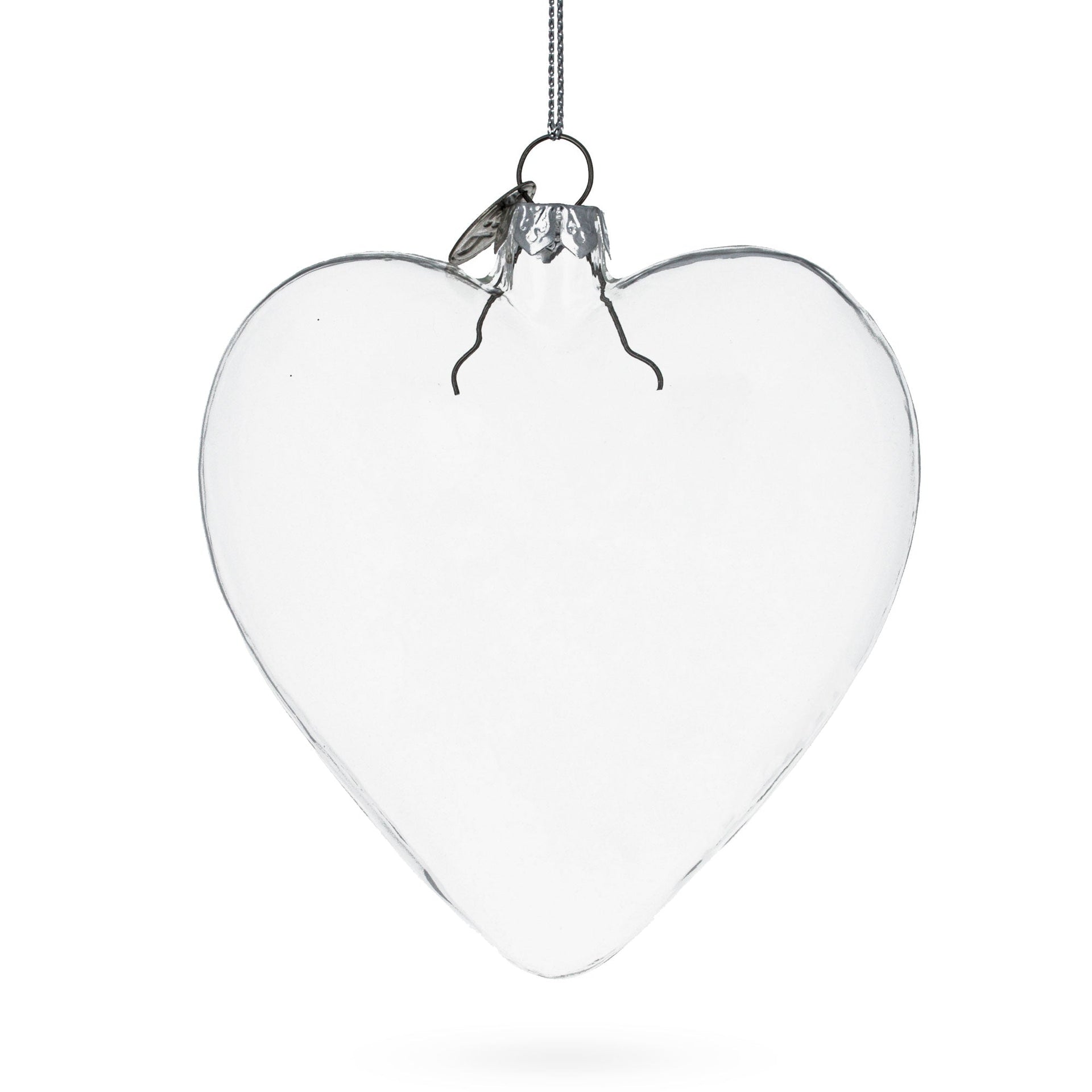 Heart Shape Clear Glass Christmas Ornament 4.1 Inches (105 mm)