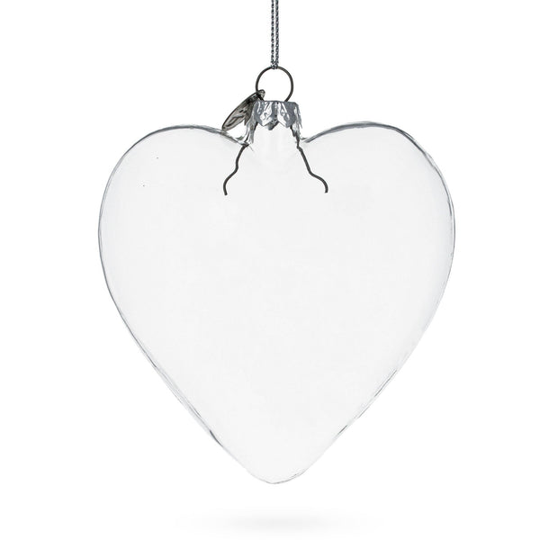 Heart Shape Clear Glass Christmas Ornament 4.1 Inches (105 mm)