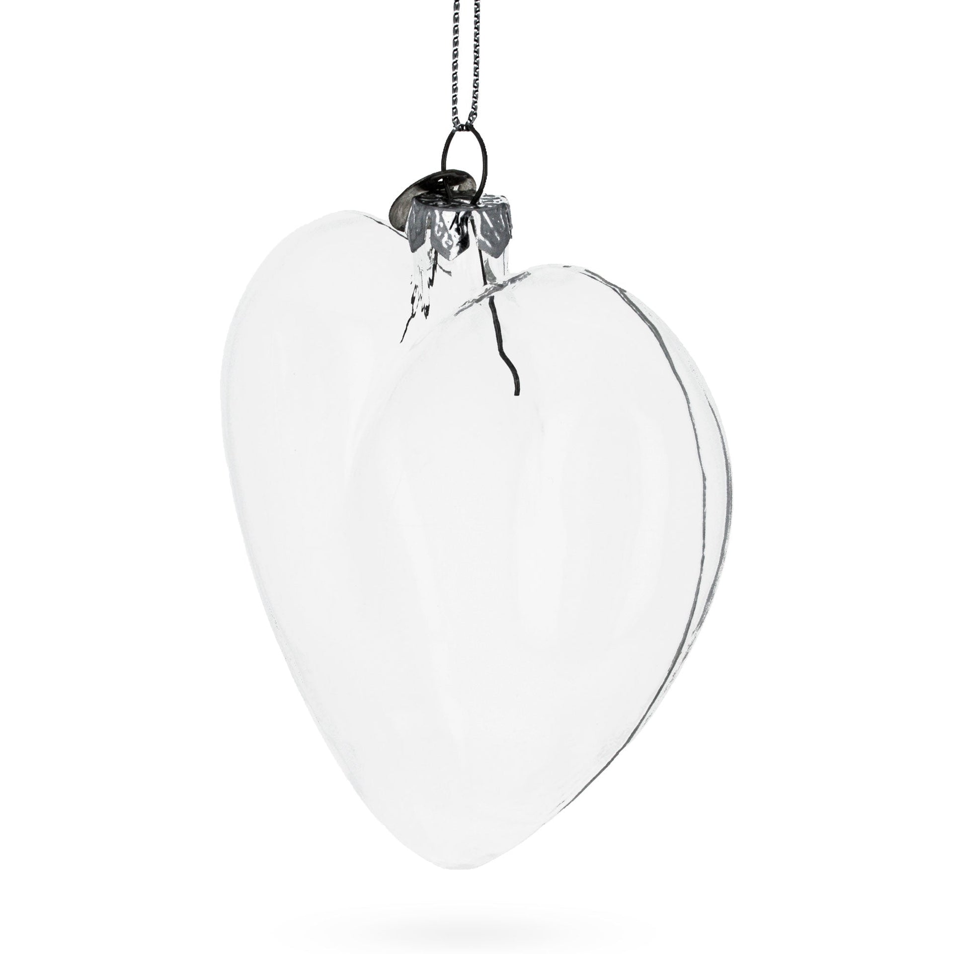 Heart Shape Clear Glass Christmas Ornament 4.1 Inches (105 mm)