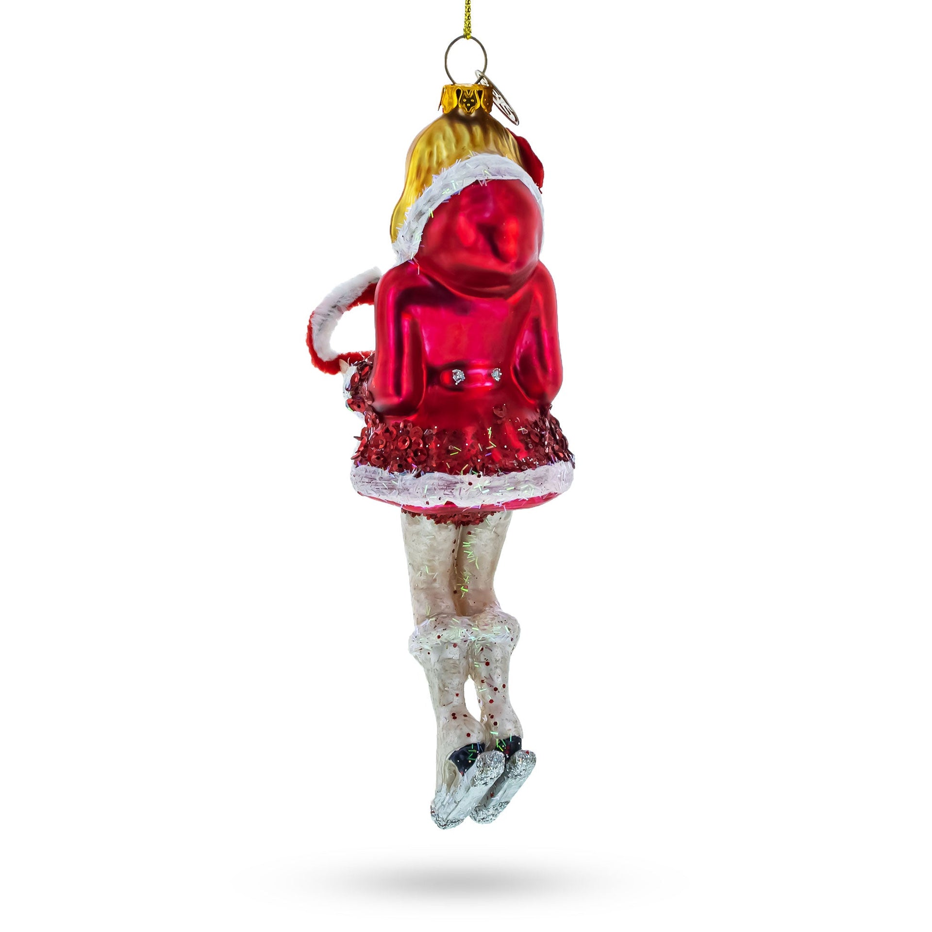 Ice Skater Girl with Candy Cane Glass Christmas Ornament
