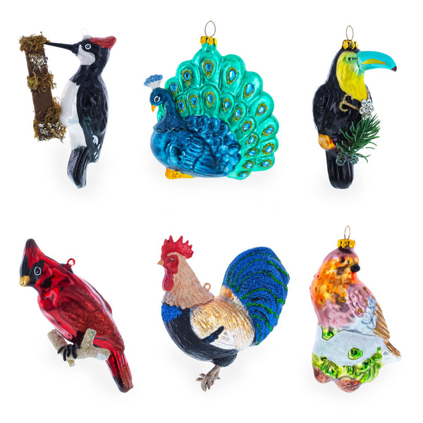 Hen Adorned with a Hat Glass Christmas Ornament