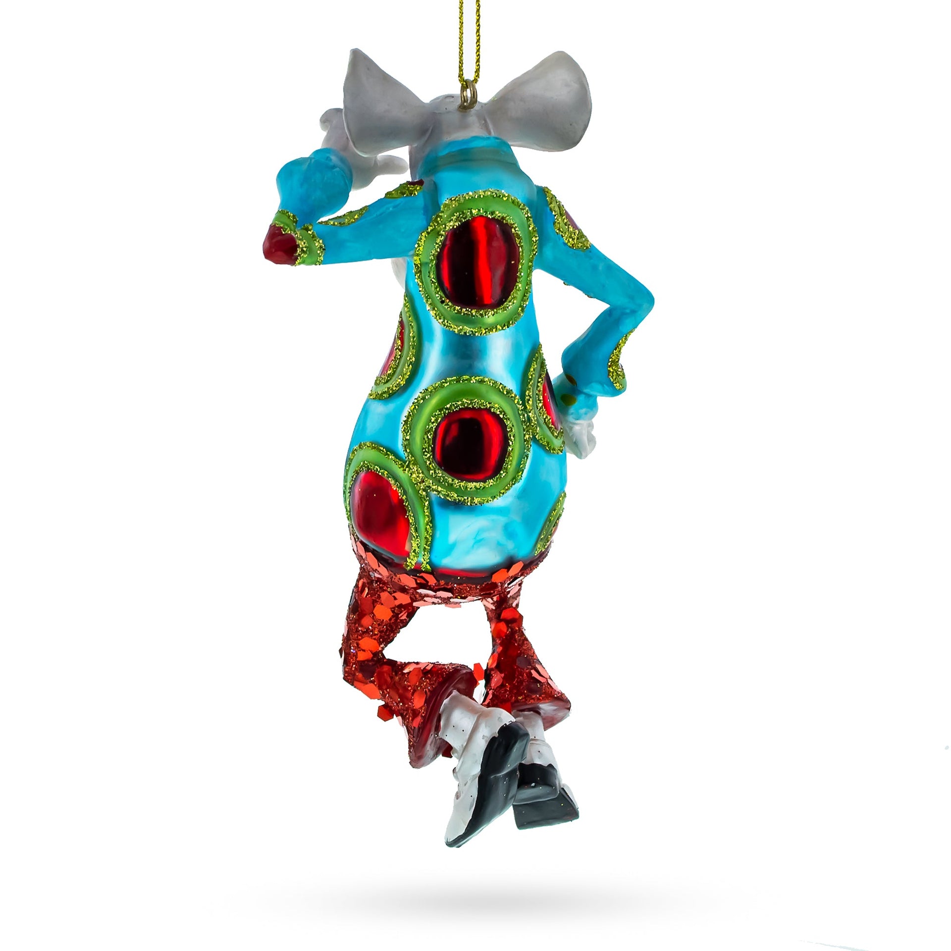 Groovy Disco Dancing Rat Glass Christmas Ornament