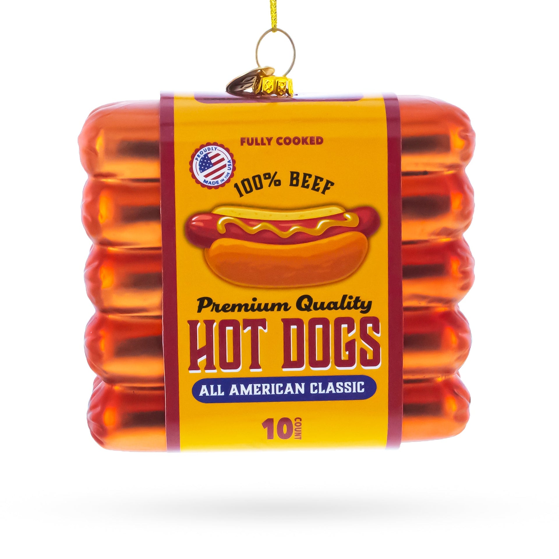 Hot Dogs Pack Glass Christmas Ornament
