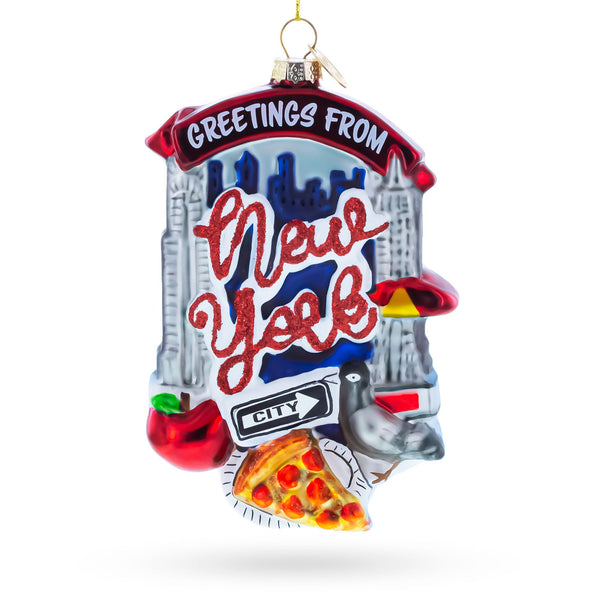 Iconic New York Landmarks Glass Christmas Ornament