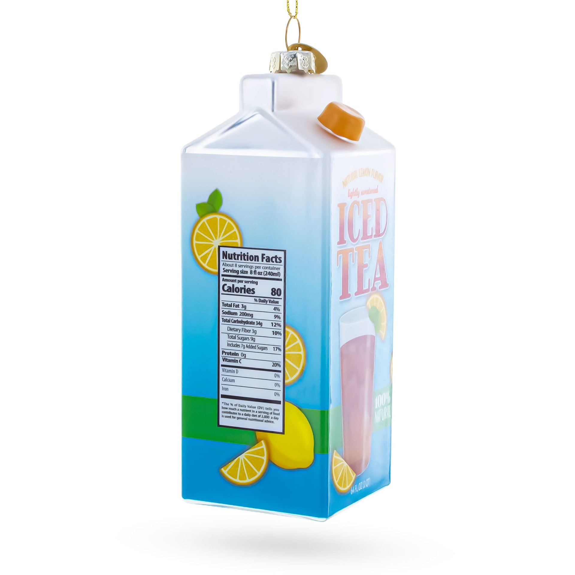 Iced Tea Carton Glass Christmas Ornament