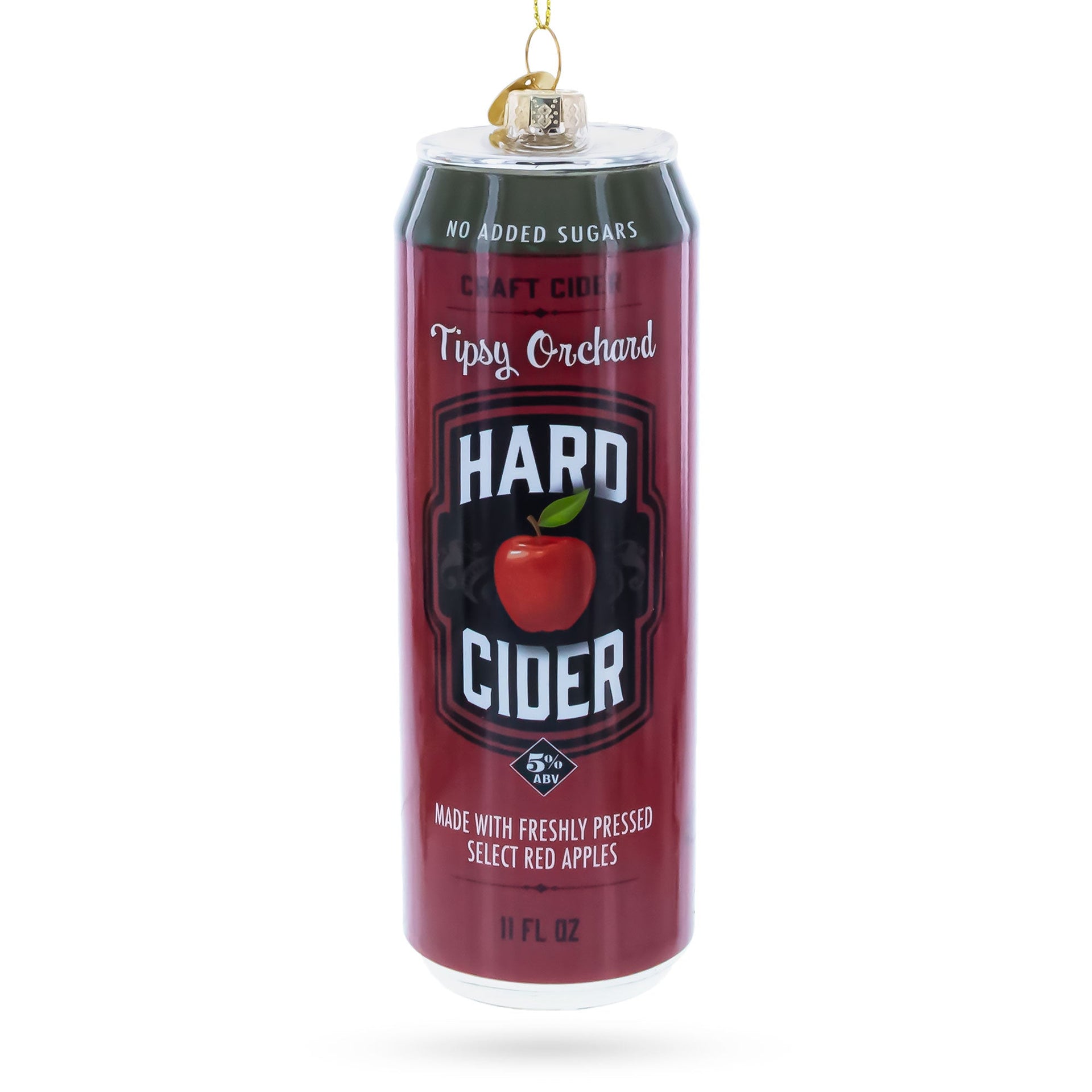 Hard Apple Cider Can Glass Christmas Ornament