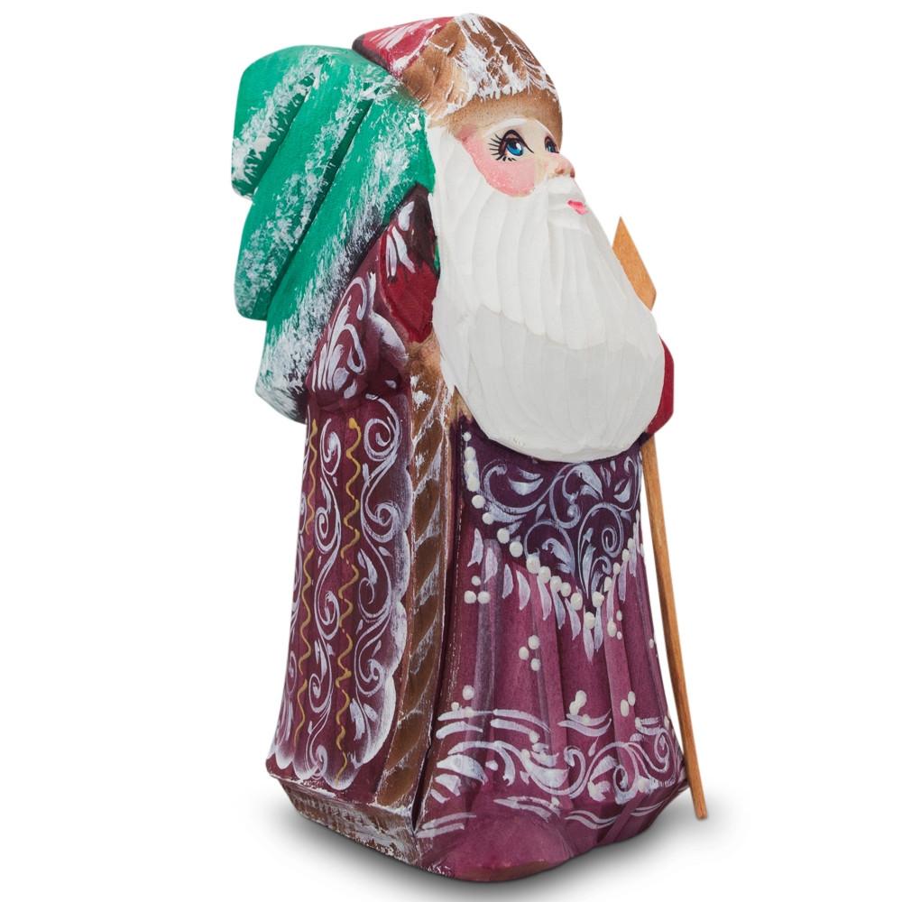 Hand Carved Wooden Santa Figurine 4.75 Inches