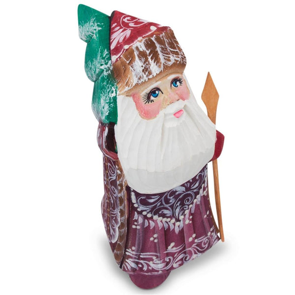 Hand Carved Wooden Santa Figurine 4.75 Inches
