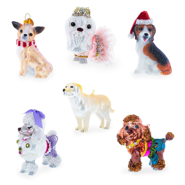 Hipster Bulldog in Red Glasses Glass Christmas Ornament