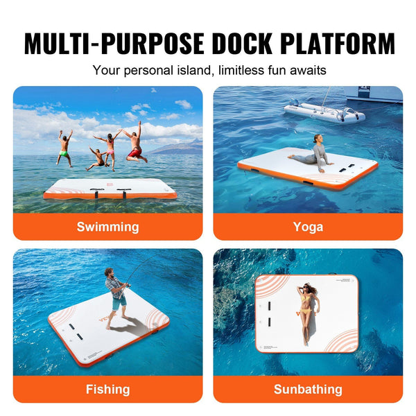 10x8FT Inflatable Floating Dock Platform – Non-Slip Water Raft