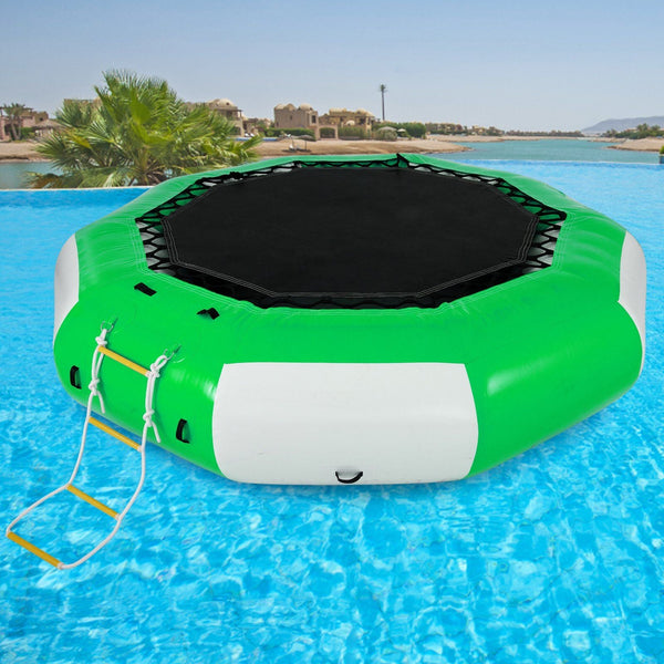 10FT Inflatable Water Trampoline with Ladder – Round Water Bouncer