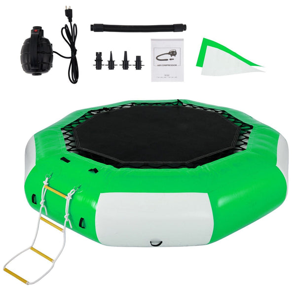 10FT Inflatable Water Trampoline with Ladder – Round Water Bouncer