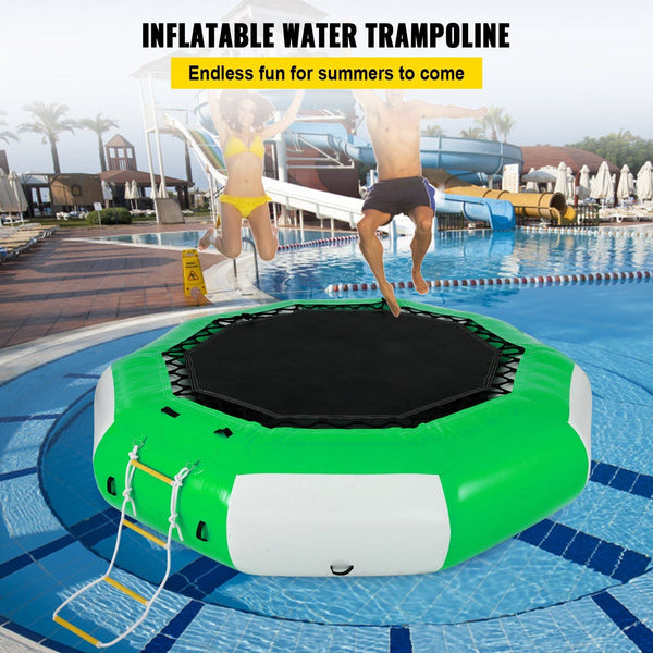 10FT Inflatable Water Trampoline with Ladder – Round Water Bouncer