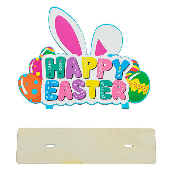 Happy Easter Wooden Standalone Tabletop Cutout Decor