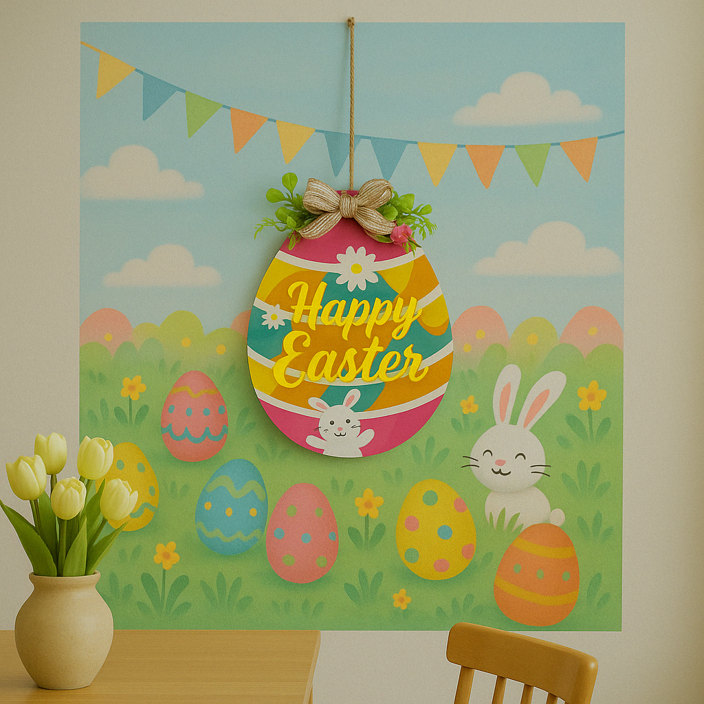 Illuminated LED Wooden Easter Egg Hanging Decor