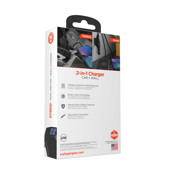HyperGear Hybrid 2.1A Dual USB Car/Wall Charger