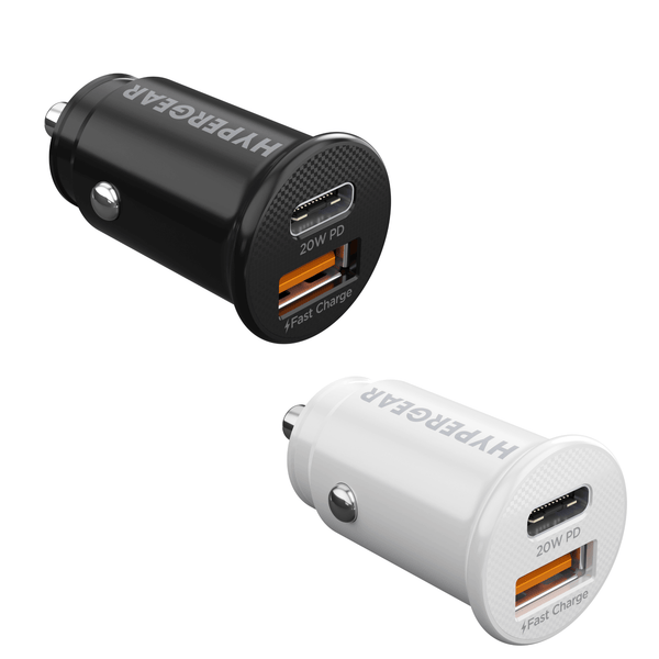HyperGear Mini 20W USB-C PD + 18W USB Fast Car Charger