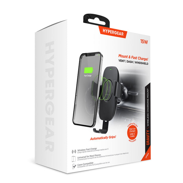 HyperGear Gravity 15W Wireless Fast Charge Mount - Hands-Free