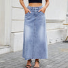 European and American high waisted denim skirt fashionable loose pocket half length skirt for women