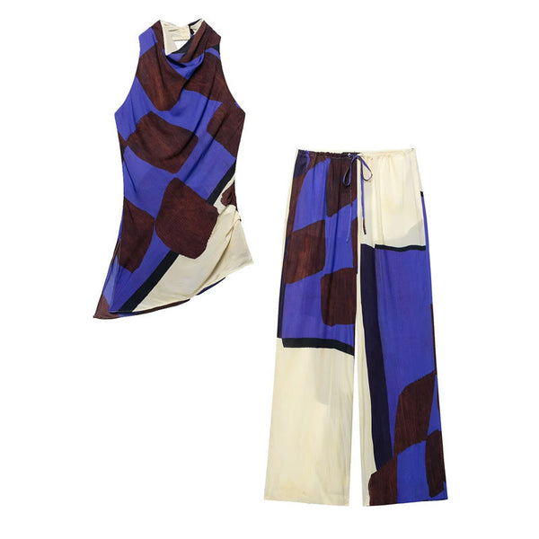 European and American style women's fashion casual printed neck hanging set