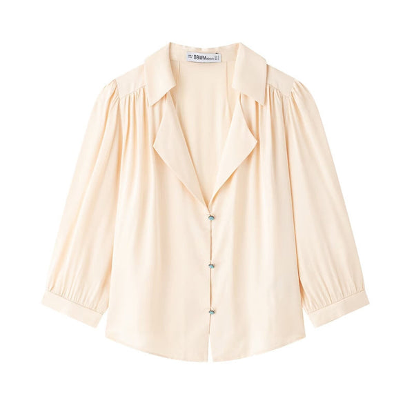 European and American style women's fashionable temperament casual shirt design pleated long skirt set