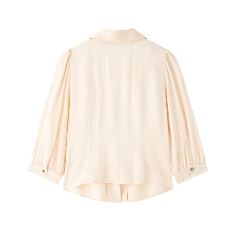 European and American style women's fashionable temperament casual shirt design pleated long skirt set