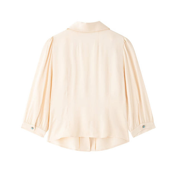 European and American style women's fashionable temperament casual shirt design pleated long skirt set