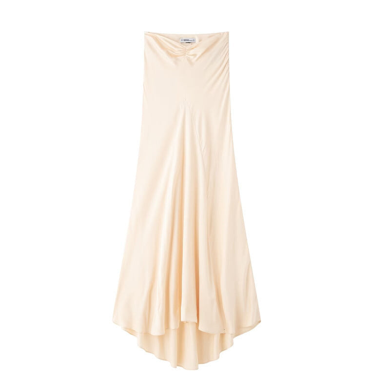 European and American style women's fashionable temperament casual shirt design pleated long skirt set