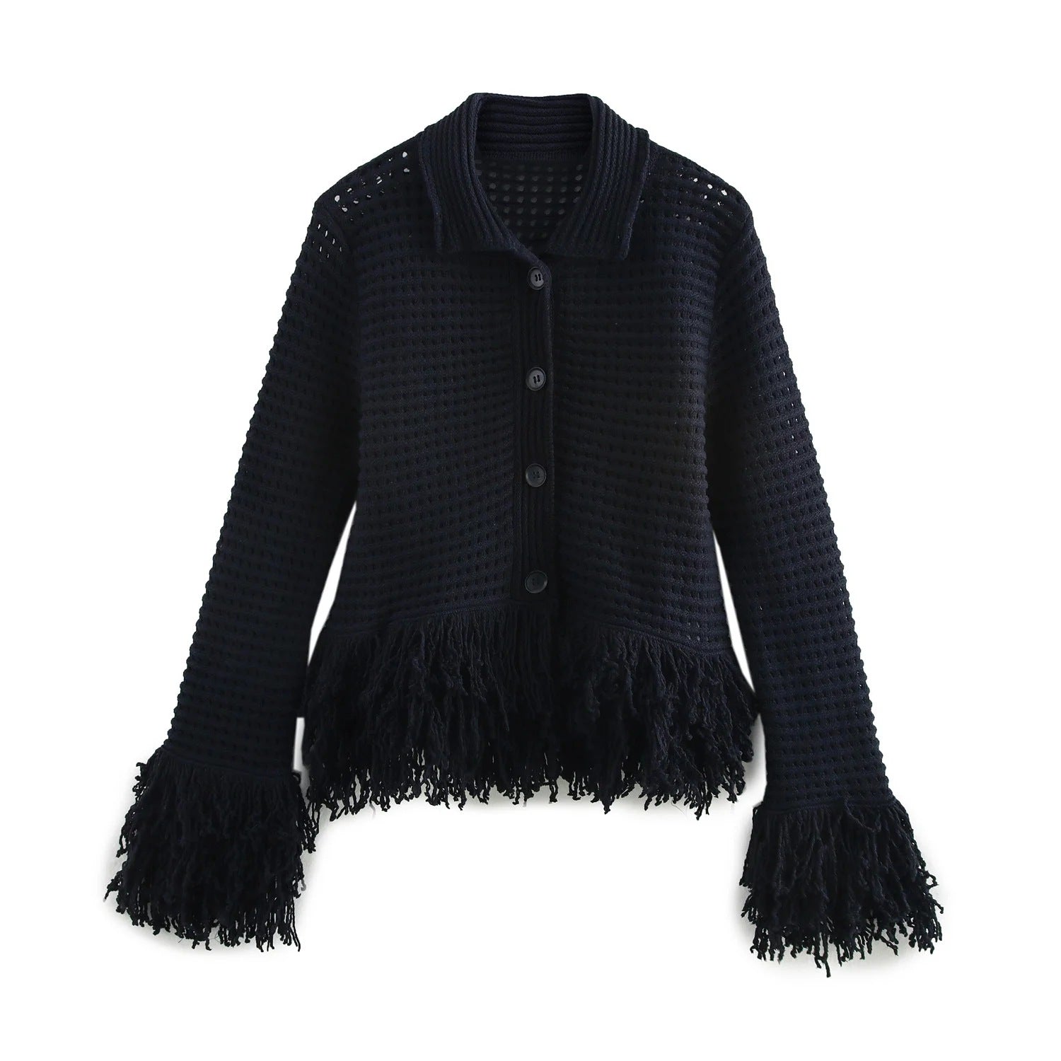 European and American women's fashion versatile tassel knit sweater+skirt set