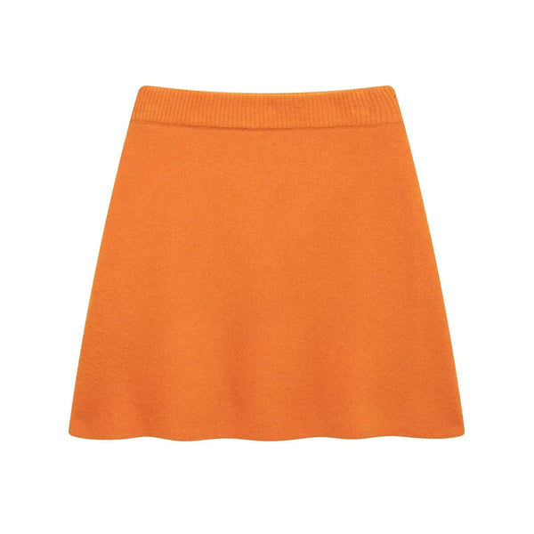 European and American women's long sleeved round neck knitted sweater mini skirt set