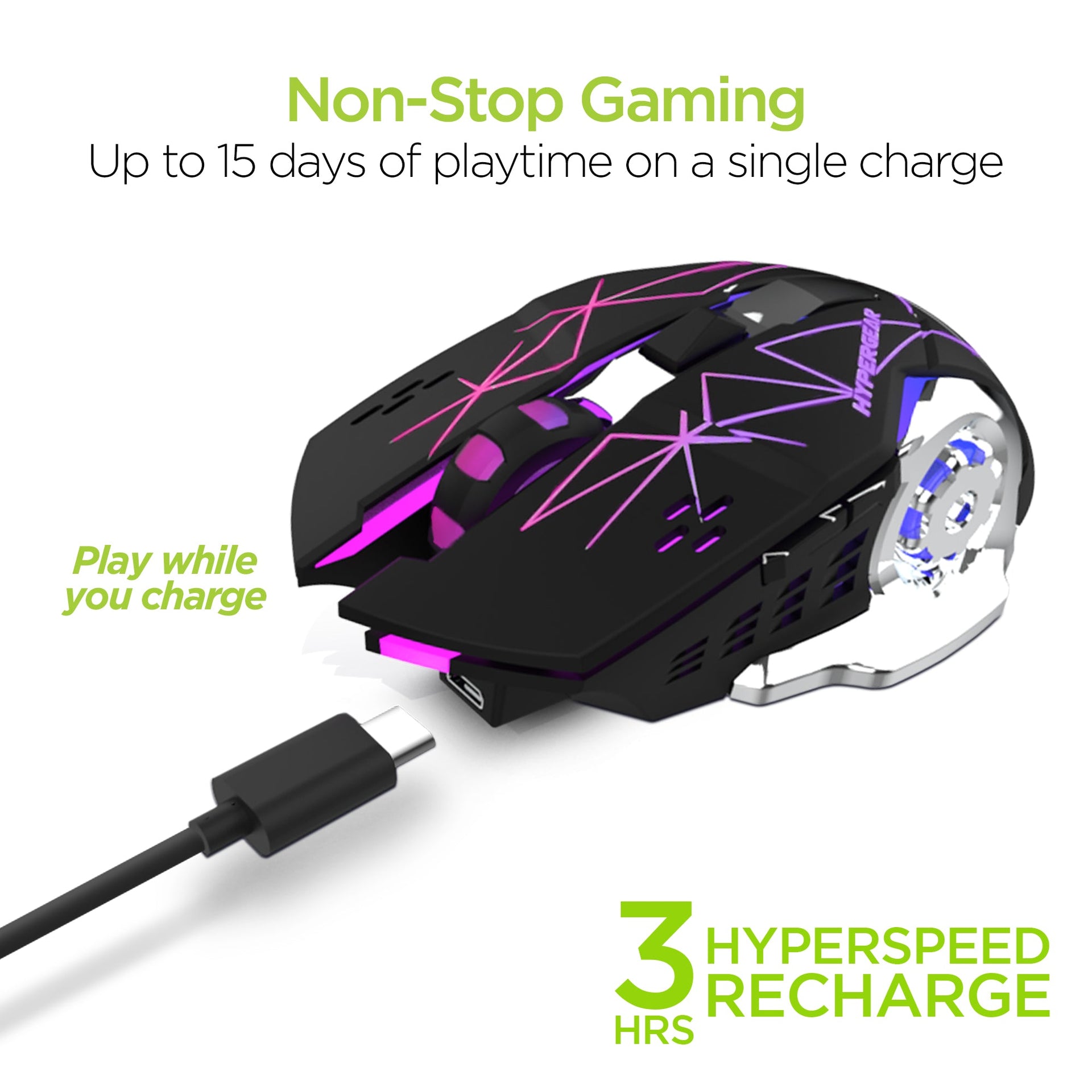 HyperGear Chromium Wireless Gaming Mouse for Extended Play Sessions
