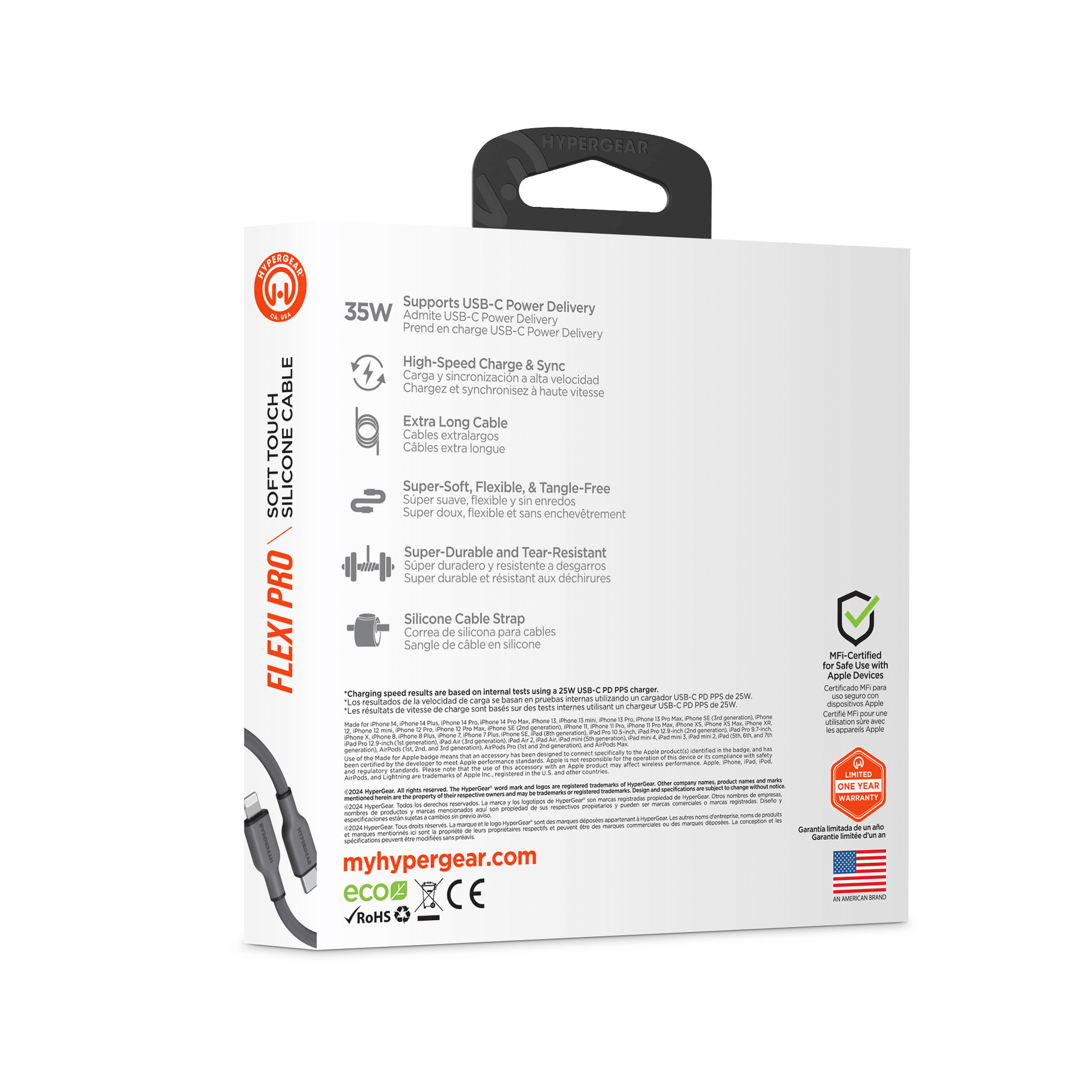 HyperGear Flexi PRO USB-C to Lightning Cable 10ft