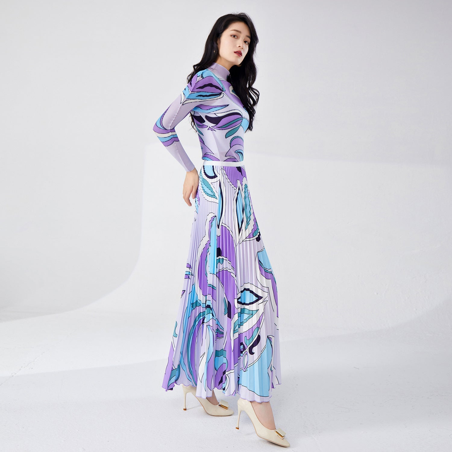 Fashion suit women's pleated two-piece set