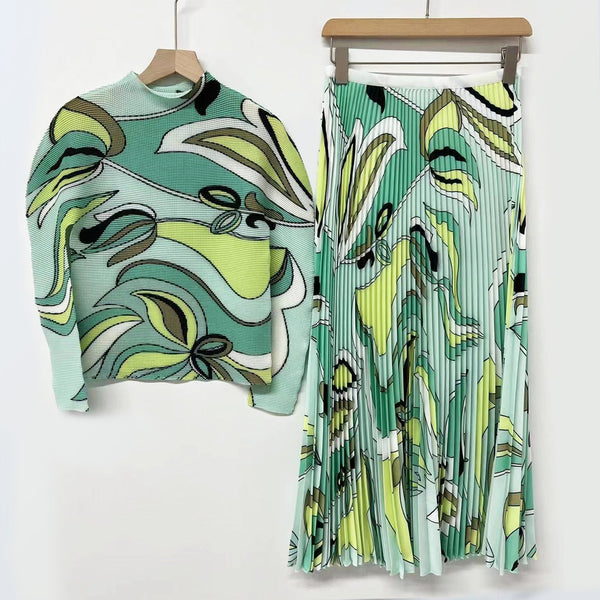 Fashion suit women's pleated two-piece set