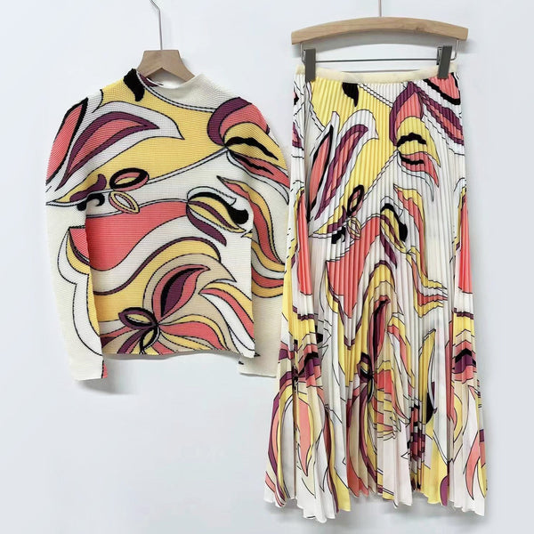 Fashion suit women's pleated two-piece set