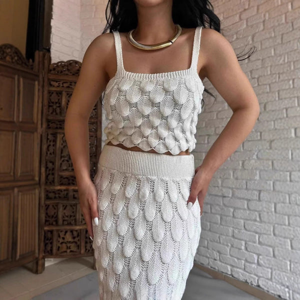 Fashion suspender two-piece scale skirt set