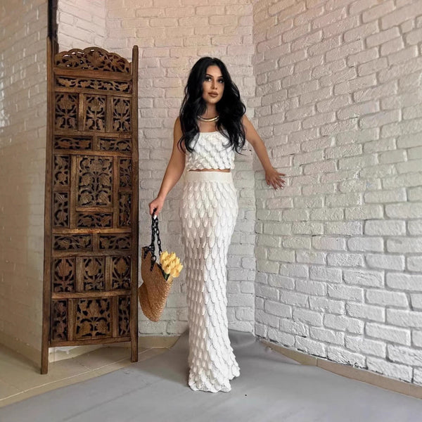 Fashion suspender two-piece scale skirt set