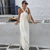 Fashionable and versatile design dress simple sleeveless off shoulder slim fit white long skirt for women
