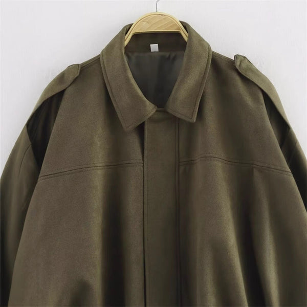 Fashionable lazy suede jacket bomber jacket shorts back skirt jacket set