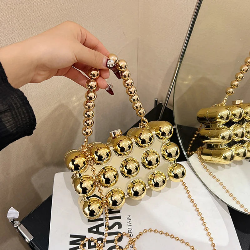 Fashionable mini lipstick bag trendy and versatile pearl chain crossbody bag