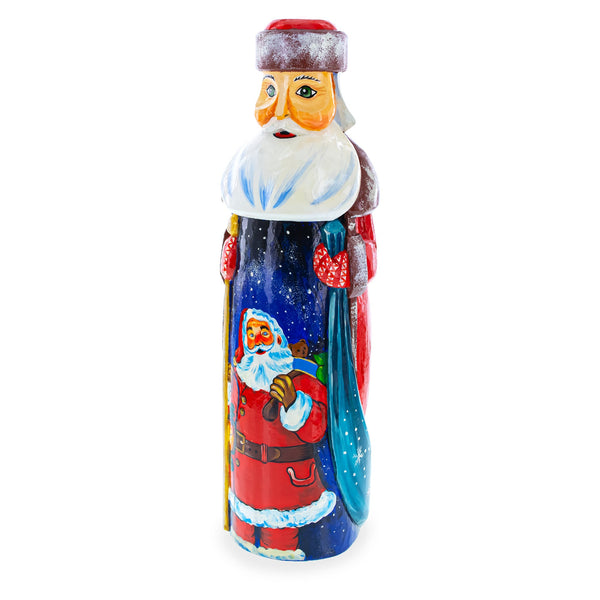 Hand Carved Ukrainian Santa with Lantern Solid Wooden Figurine 11 Inches