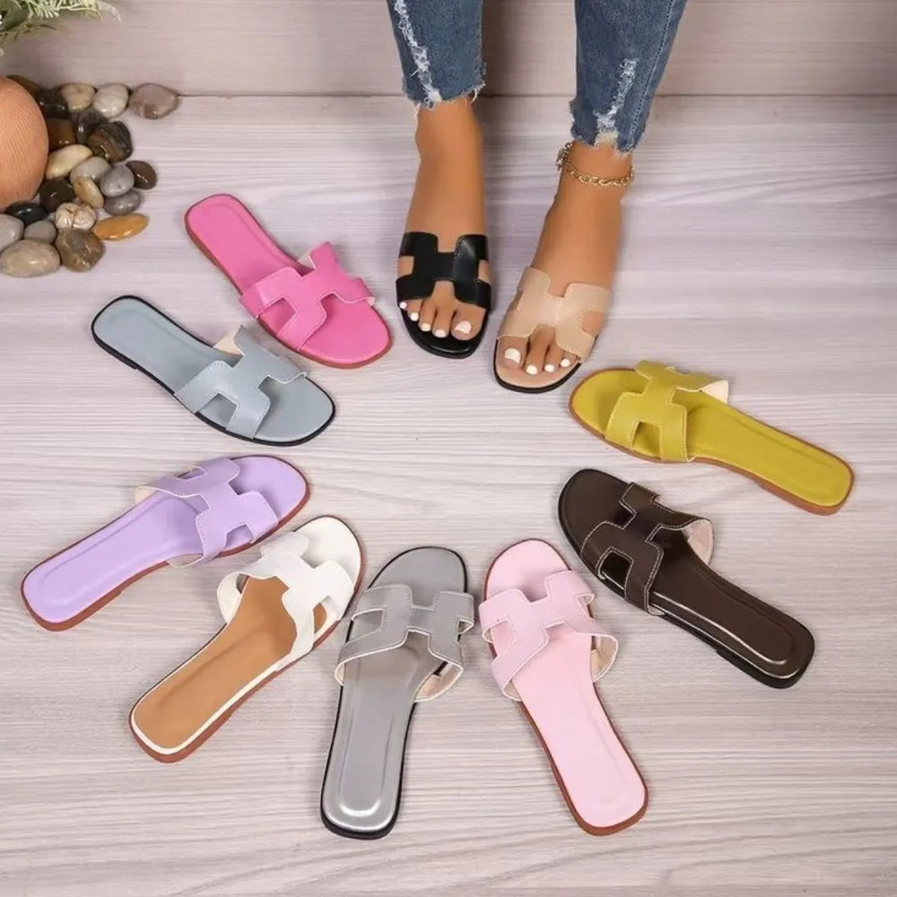 Flat bottomed comfortable one-piece cool slippers fashionable women's one foot sandal