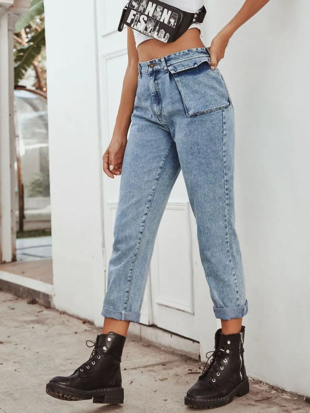 High Waist Straight Leg Jeans
