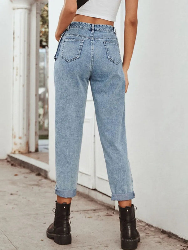 High Waist Straight Leg Jeans