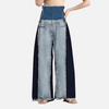 High waisted loose slimming color blocked long flared pants and floor pants