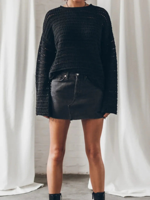 Hollow out cover shirt loose beach top sun protection shirt