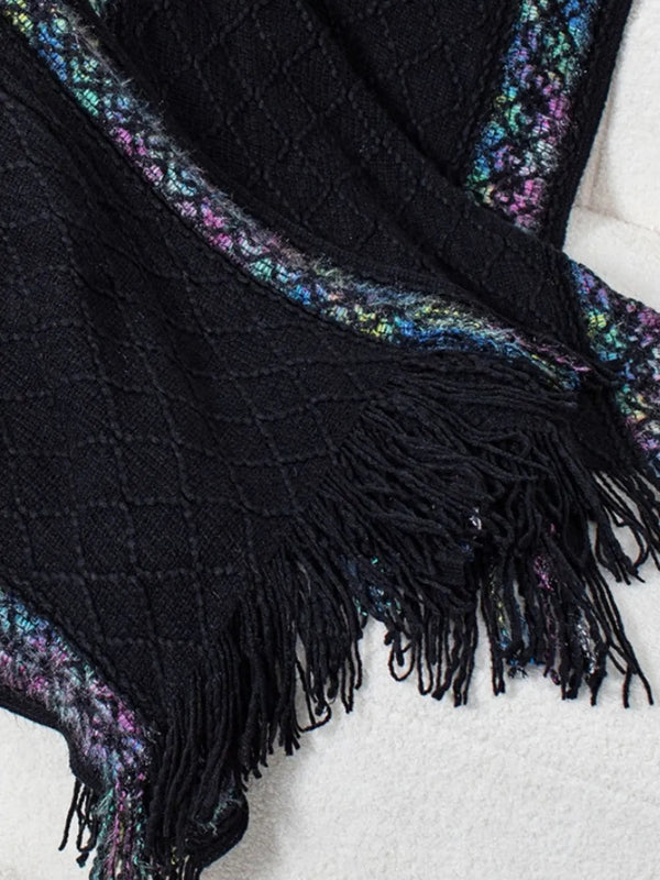 Hooded tassel cloak sweater shawl women's coat