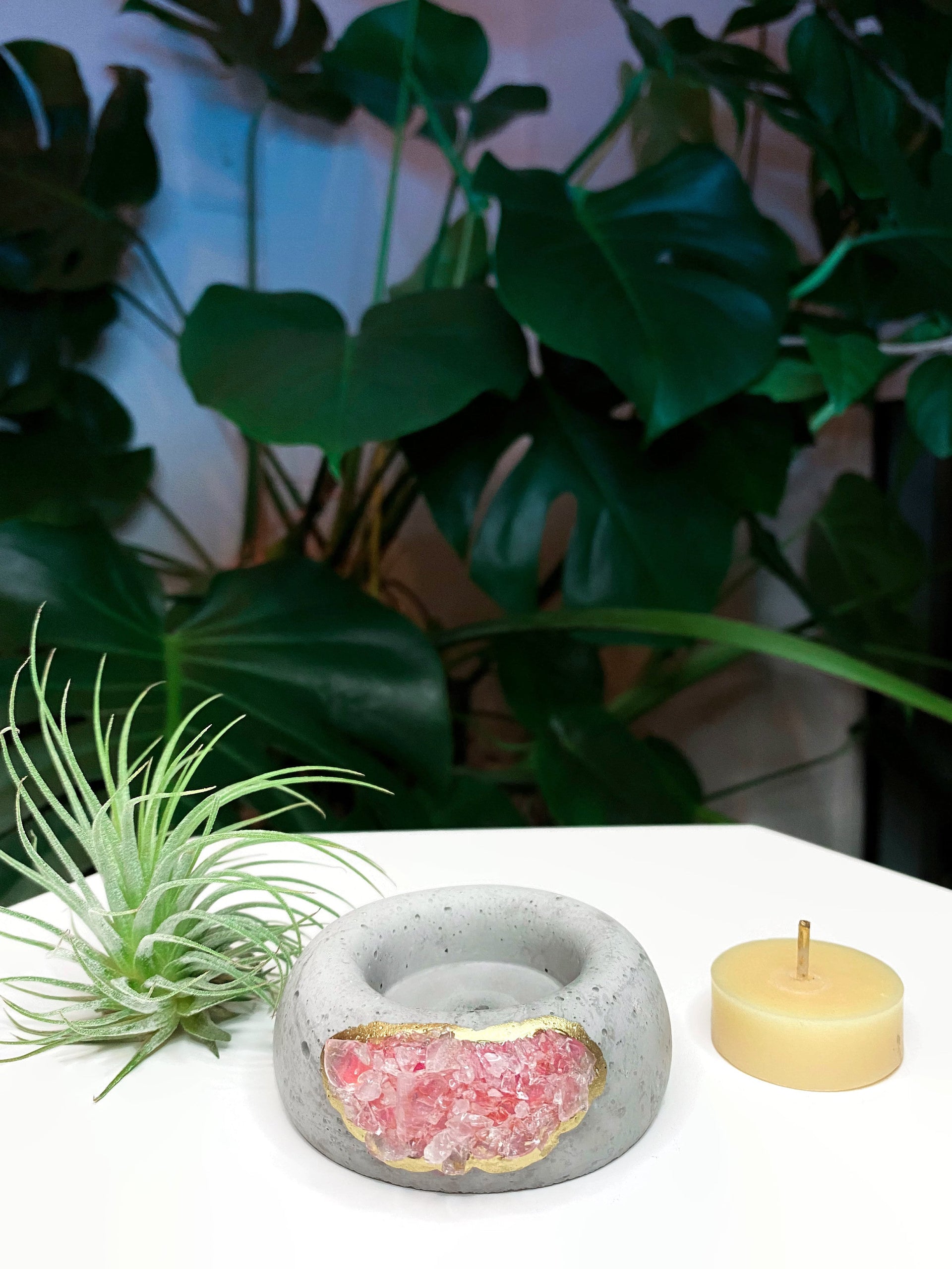 Geode Air Plant Holder -Rose Quartz Crystal Planter