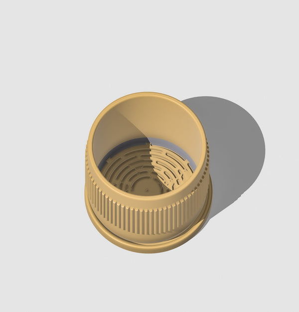 Half Mid-Century Ribbed Planter with Drainage and Saucer